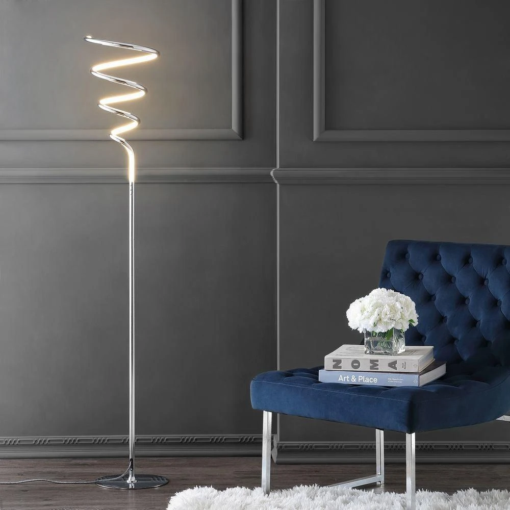 JONATHAN Y Scribble 60.5" Modern Dimmable Metal Integrated LED Floor Lamp