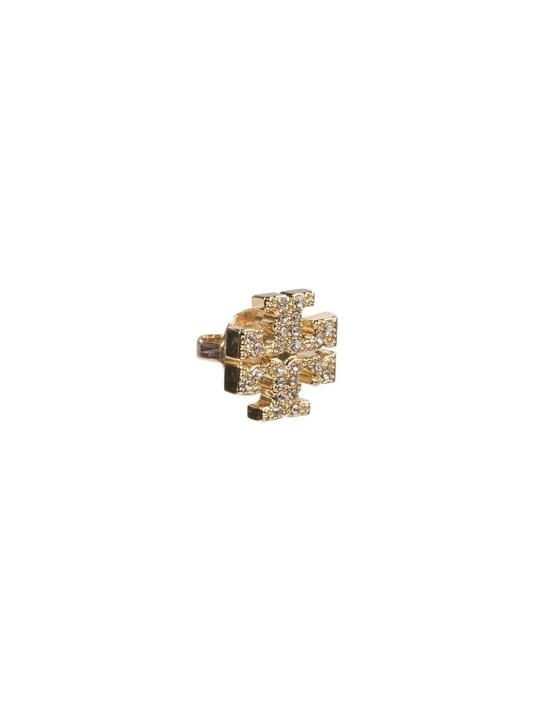 Tory Burch GOLD-TONE CRYSTAL LOGO STUD EARRINGS 2