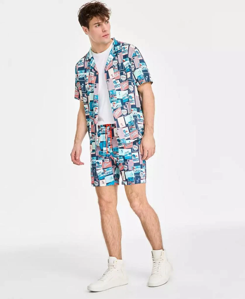 Original Penguin Men's Slim-Fit Stretch Tropical-Print 7" Swim Trunks 1