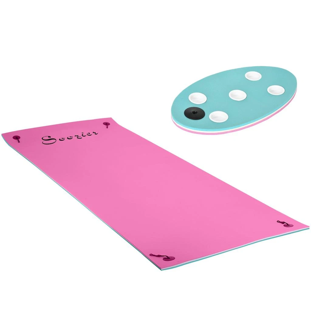 Streamdale Furniture Streamdale 12' x 5' Lily Pad Floating Mat with Cup Holder Table 1