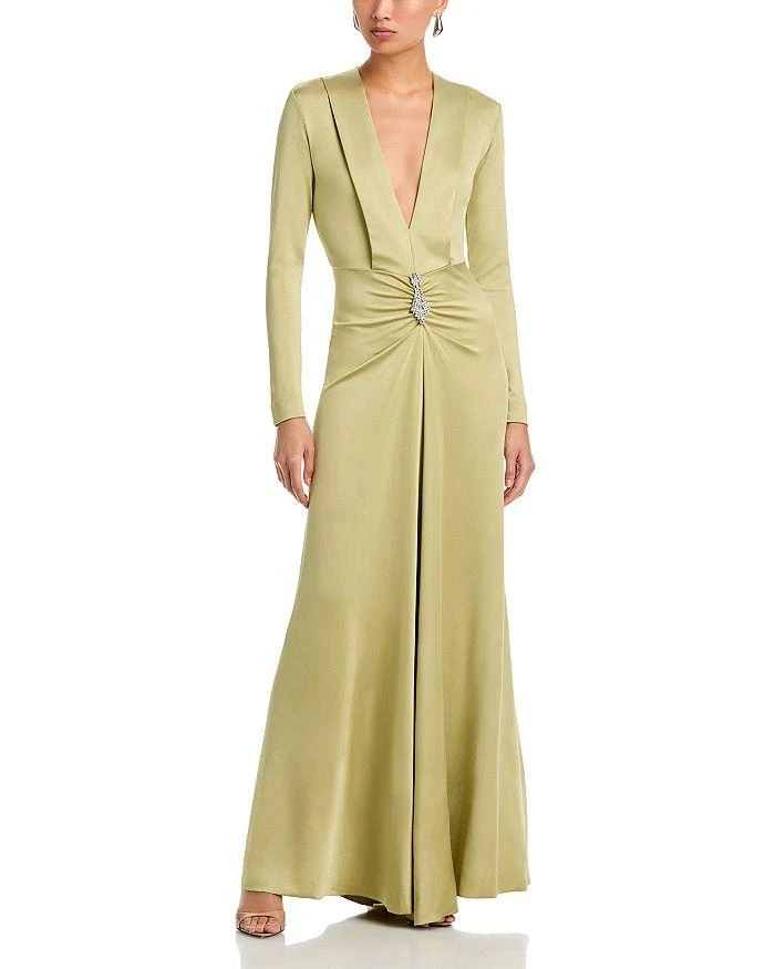 Victoria Beckham Long Sleeve V Neck Gown 1