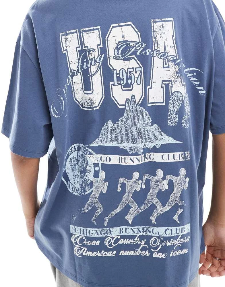 ASOS ASOS DESIGN oversized t-shirt with USA running graphic in navy 3