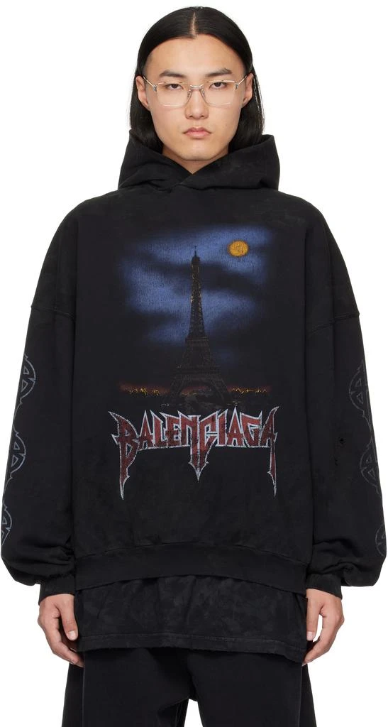 Balenciaga Black Paris Moon Hoodie 1