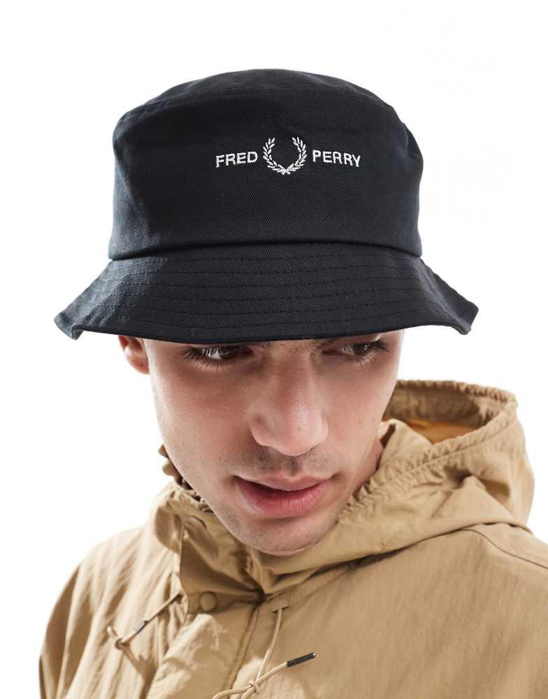 Fred Perry Navy Dual Branded Bucket Hat - Hats - BeyondStyle