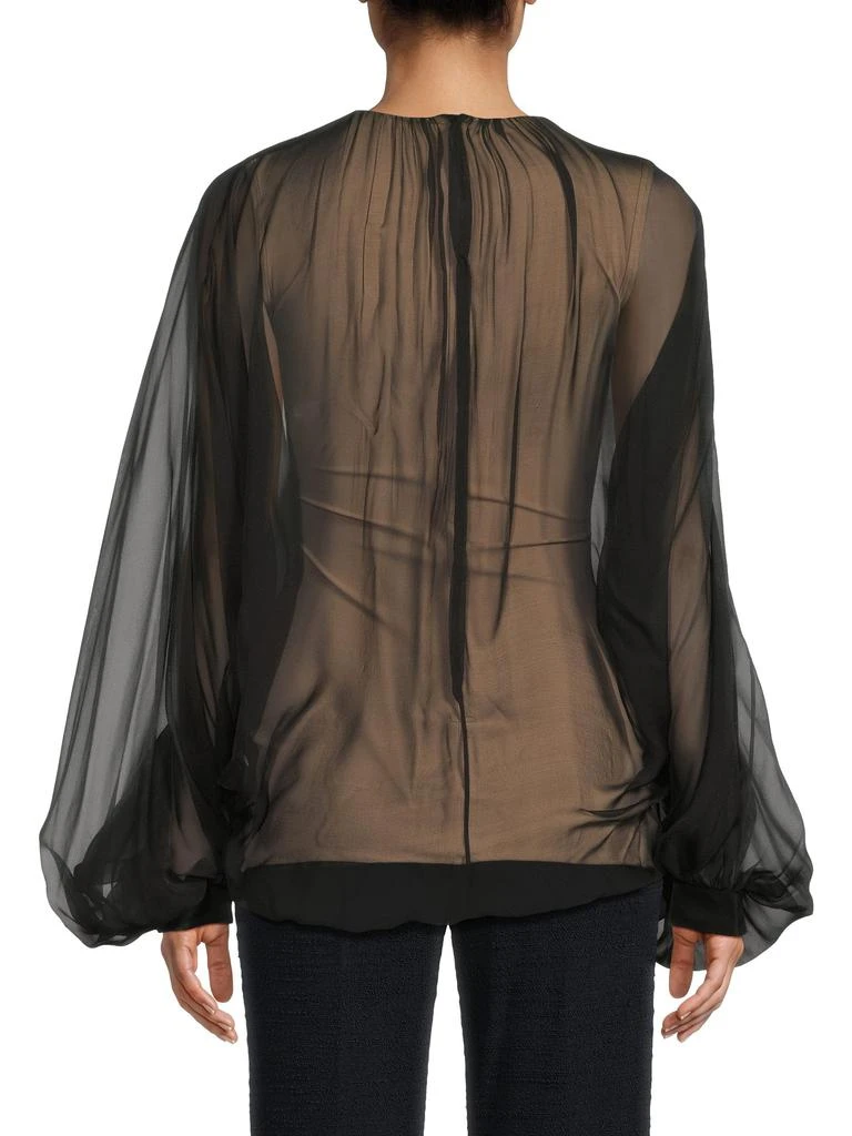 Valentino ​Sheer Silk Balloon-Sleeve Top 2