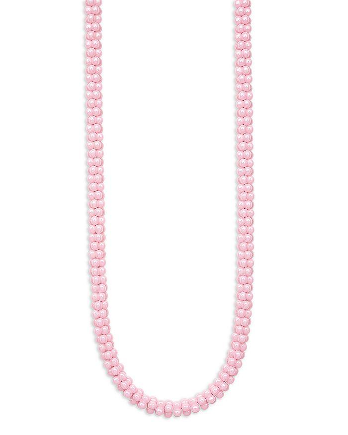 LAGOS 18K Yellow Gold & Sterling Silver Pink Caviar Ceramic Bead Collar Necklace, 16"