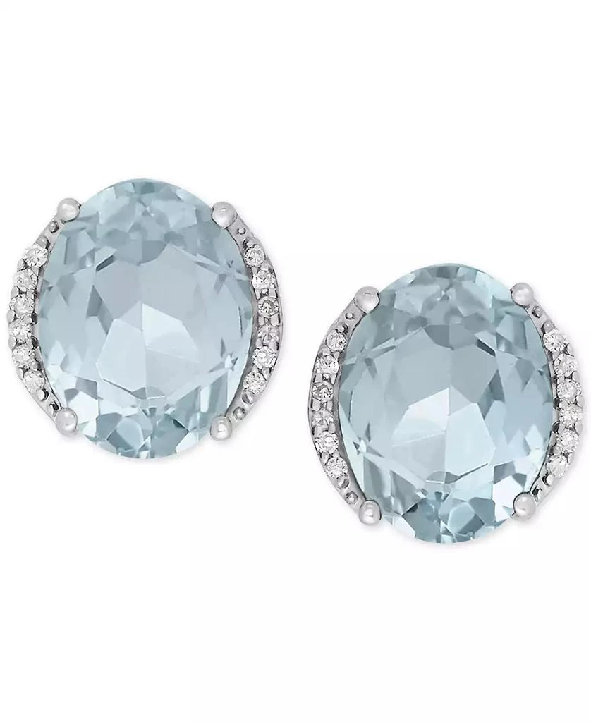 Macy
s Aquamarine (3 ct. t.w.) and Diamond Accent Stud Earrings in 14k White Gold