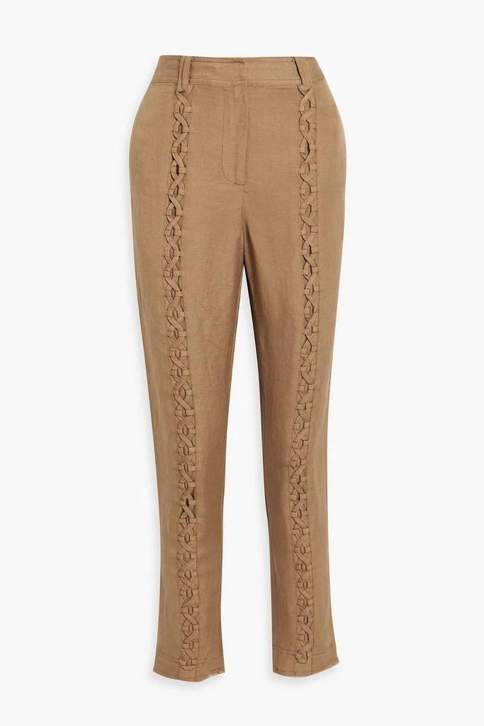 Aje Impressionist lace-up linen-bend slim-leg pants 1