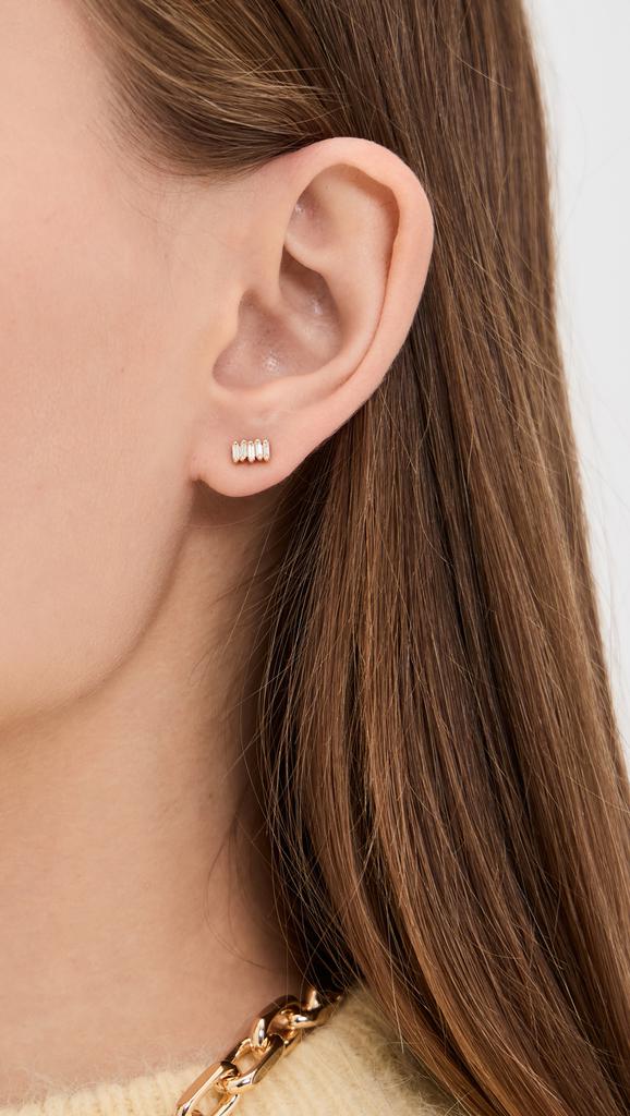 Suzanne Kalan 14k Micro Classic Diamond Bar Studs