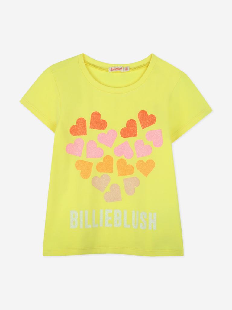 Billieblush Girls Heart Print T-Shirt in Yellow