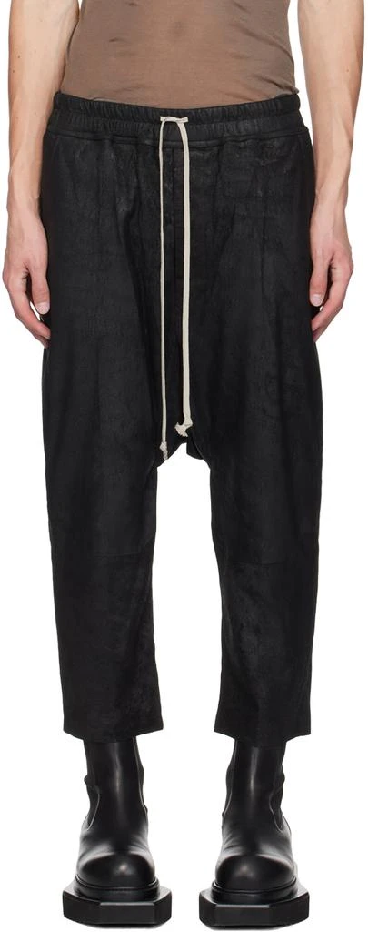 Rick Owens Black Drawstring Leather Pants 1