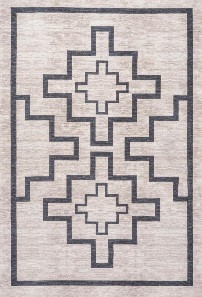 JONATHAN Y Ashkii Minimalist Medallion Machine-Washable Ivory/Black Area Rug