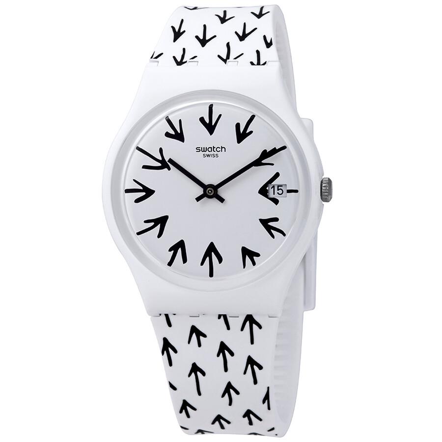 Swatch Frechia White Dial White Silicone Ladies Watch GW409