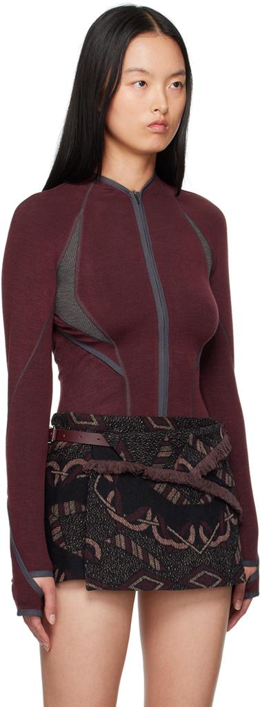 Hyein Seo Burgundy Slashed Jacket