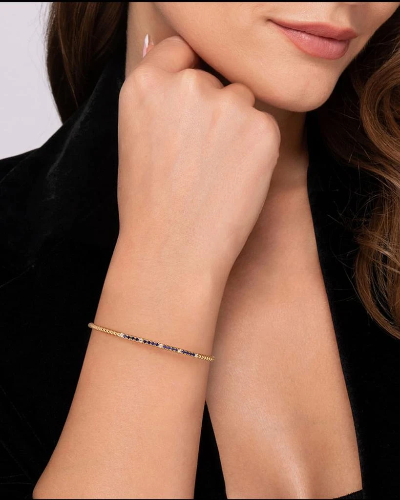 Gabriel 
Co 14K Yellow Gold Bujukan Diamond and Blue Sapphire Split Bangle 2
