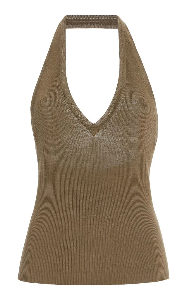Nili Lotan NILI LOTAN - Ivey Knit Silk Halter Tank Top - Green - L - Moda Operandi 1