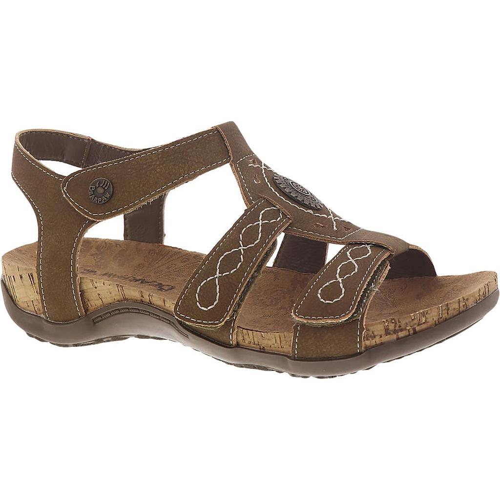 Bearpaw Ridley Womens Faux Leather Ankle Strap Wedge Sandals