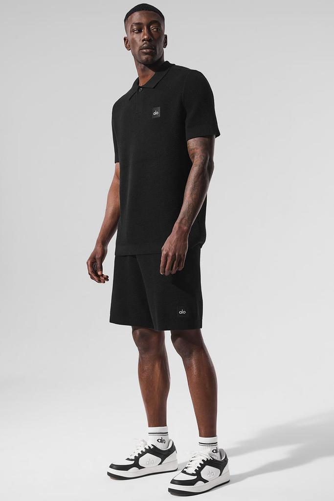 Alo Sports Club Sweater Knit Polo - Black - Polo Shirts - Free