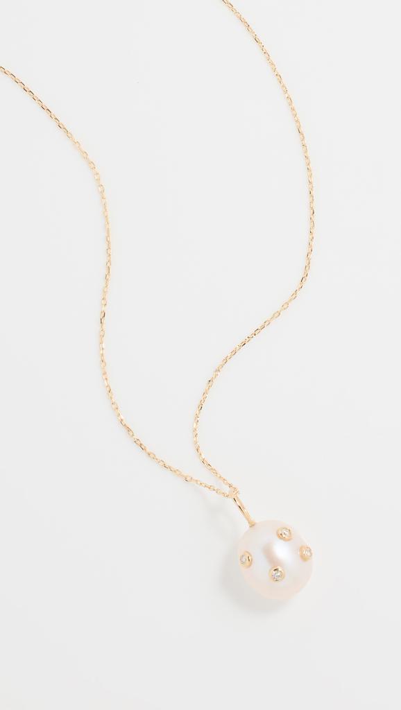 MATEO 14k Diamond Bezel Scattered Baroque Pearl Necklace