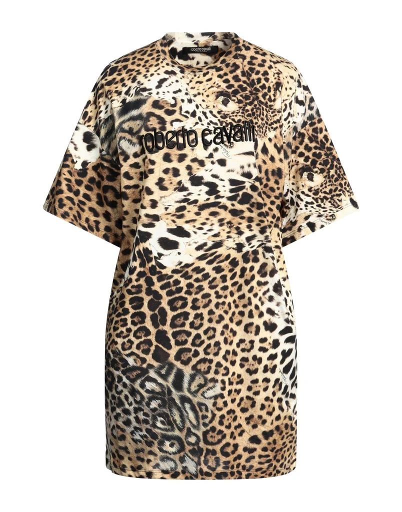 roberto cavalli short dress ROBERTO CAVALLI ORANGE ABSTRACT PRINTED MINI DRESS WITH SUEDE LACE UP