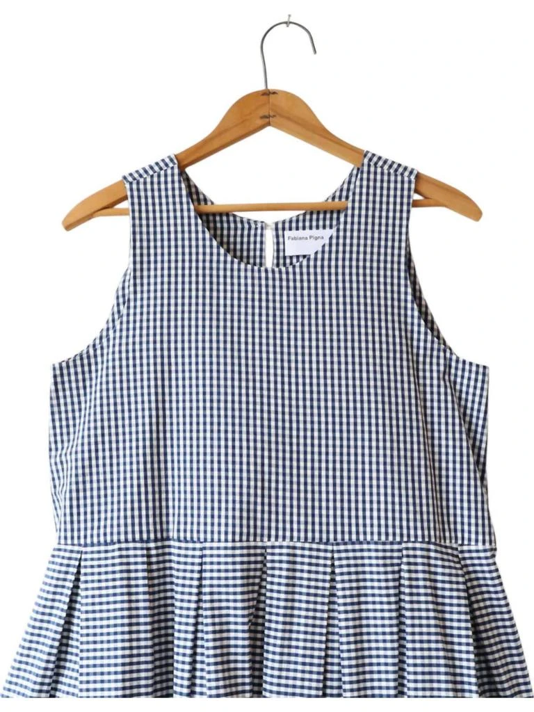 Fabiana Pigna Laurel Dress In Navy Gingham 3