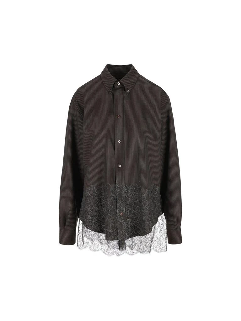 Fendi Fendi Long Sleeved Pinstriped Lace Shirt 1