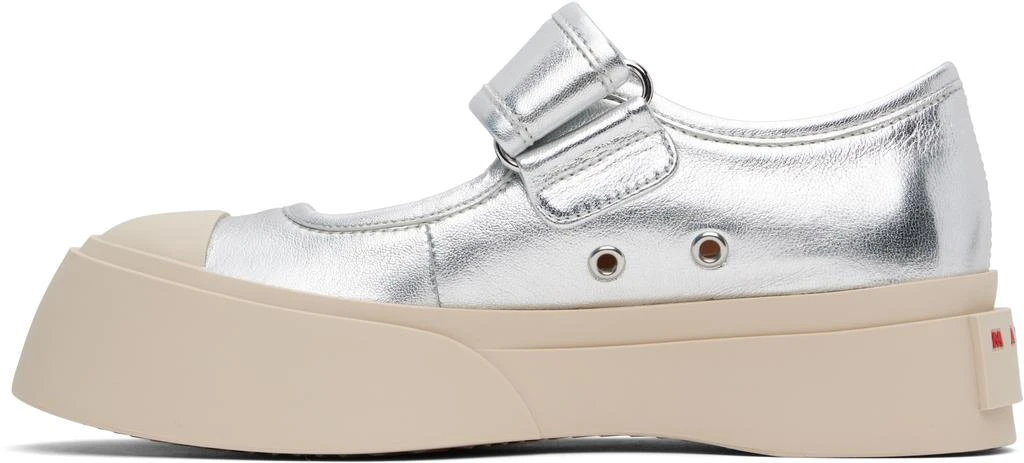 Marni Silver Leather Mary Jane Ballerina Flats 3