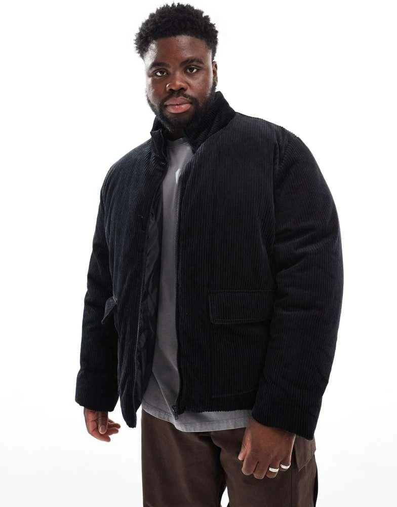 ASOS ASOS DESIGN corduroy puffer jacket in black 2