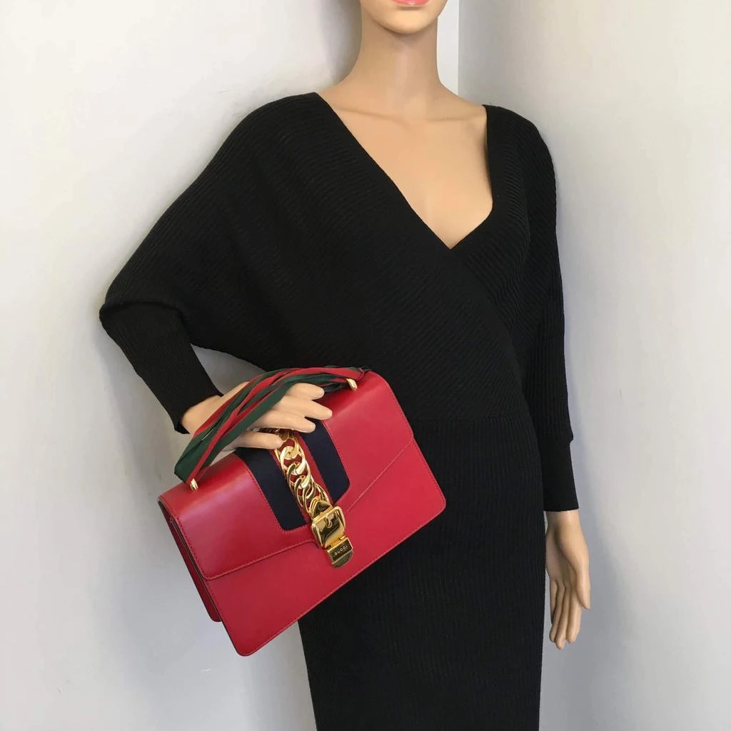 Gucci Gucci Red Leather Small Sylvie Shoulder Bag 6