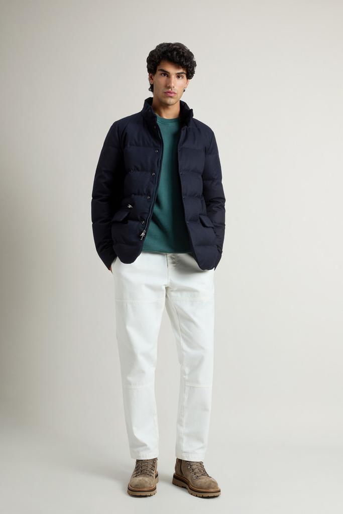 Woolrich Blazer in Vitale Barberis Canonico Virgin Wool Flannel - Men - Blue