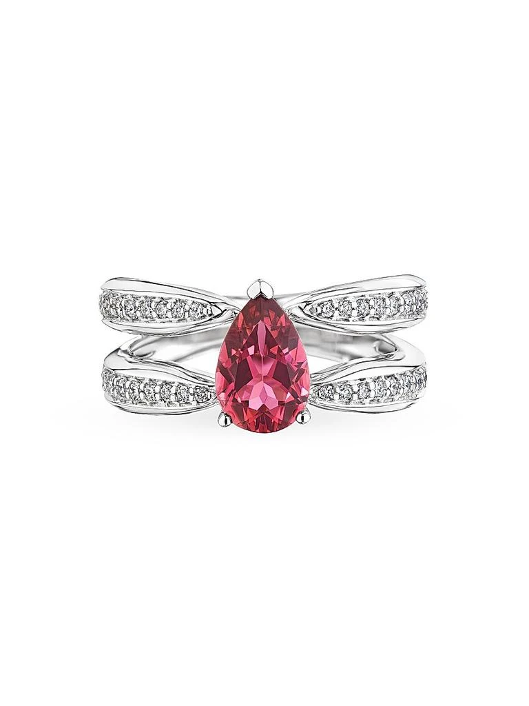 HUEB 18K White Gold, Pink Tourmaline & 0.38 TCW Diamond Ring 1
