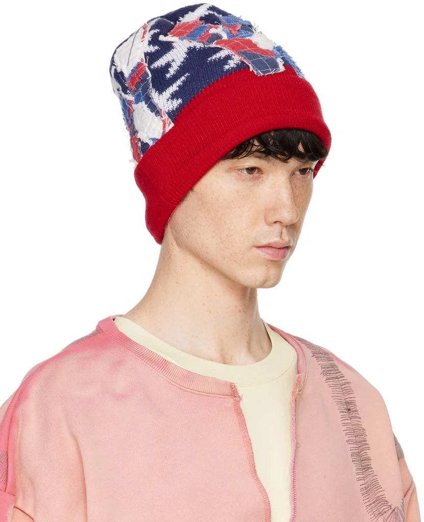 Who Decides War Red & Blue Window Skully Beanie 2