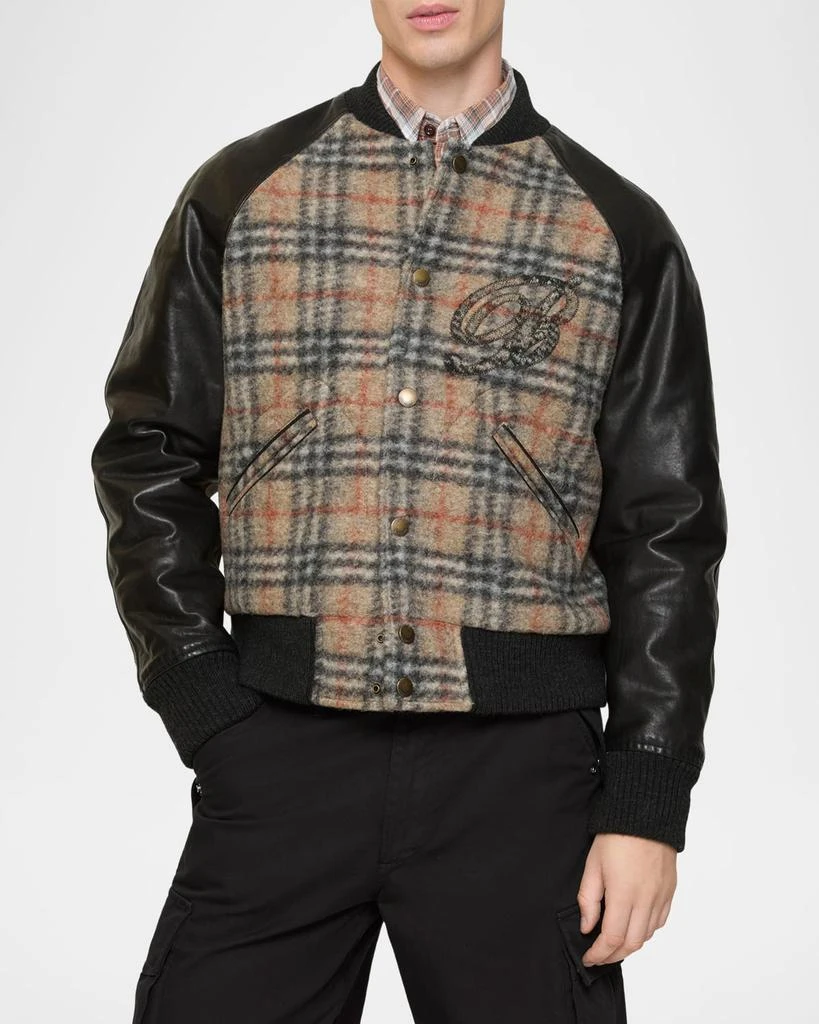 Burberry Men
s Check Wool and Leather Bomber Jacket 3