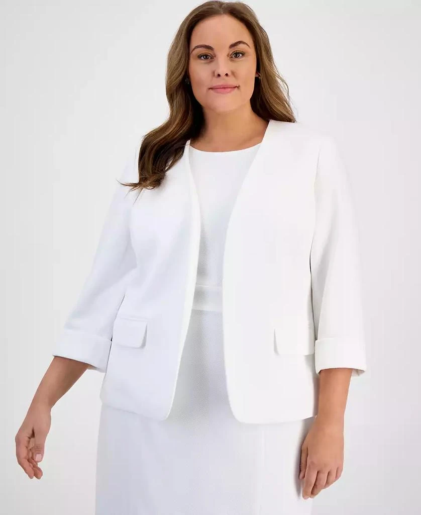 Kasper Plus Size Textured Open Front Blazer 1