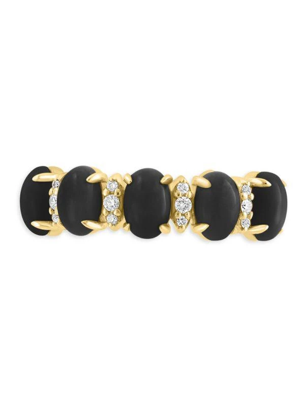 Effy 14K Yellow Gold, Onyx 
0.11 TCW Diamond Band Ring 4