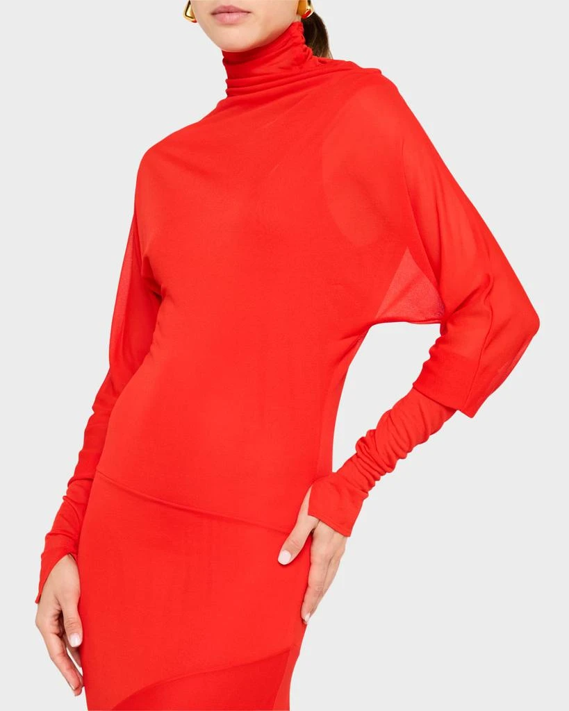 Proenza Schouler Paula Turtleneck Sheer Crepe Jersey Maxi Dress 5