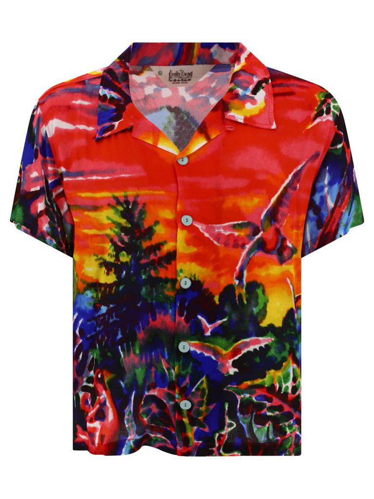Tシャツ・カットソー BRAIN DEAD SS24 \"Forgotten Forest\" shirt (T04001853RD RED) Brain Dead: Men's Forgotten Forest Short Sleeve Shirt (Red