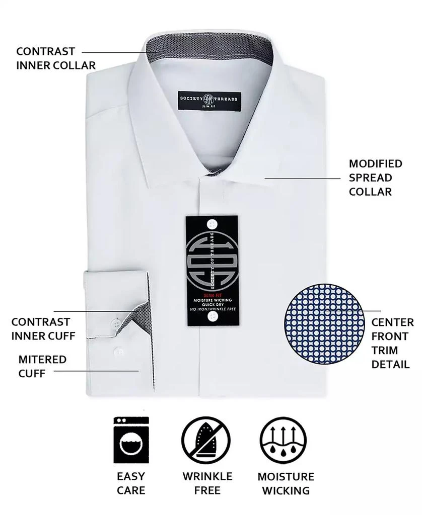 Society of Threads Men's Slim-Fit Non-Iron Performance Print Dress Shirt 3