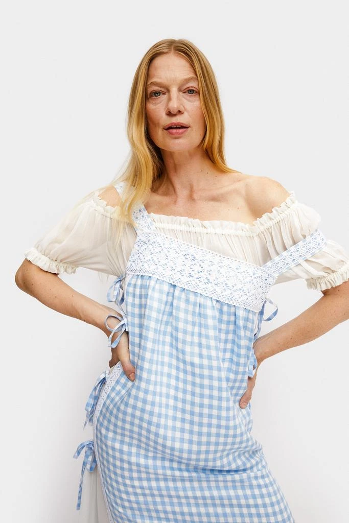 Greta Layered Linen Midi Dress in Blue Vichy  On Sale Now with Up to 50%  Off | Discover Exclusive Deals & Savings at BeyondStyle  Authentic Sleeper  women|clothing|dresses with Limited-Time Discounts,