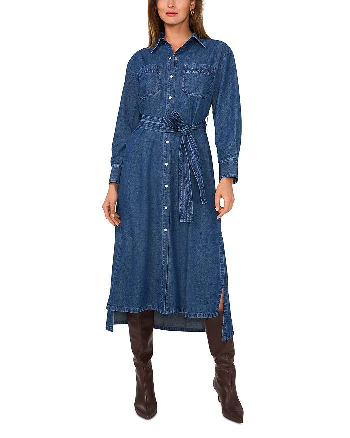 Sleeveless Button Front Denim Maxi Dress
