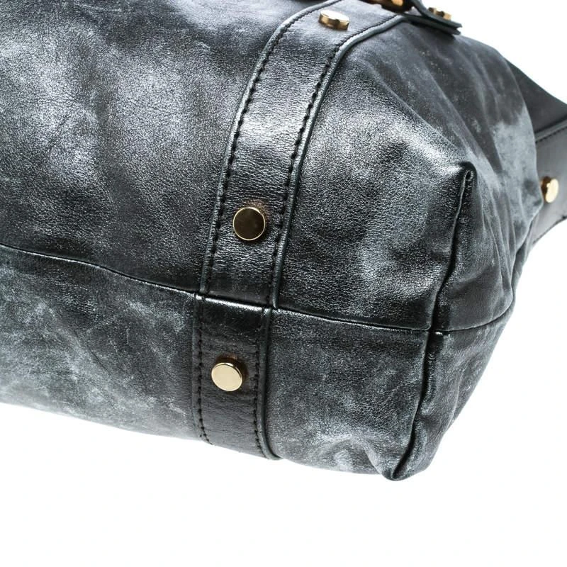 Dolce & Gabbana D&G Metallic Grey Leather Golden Box Messenger Bag 12