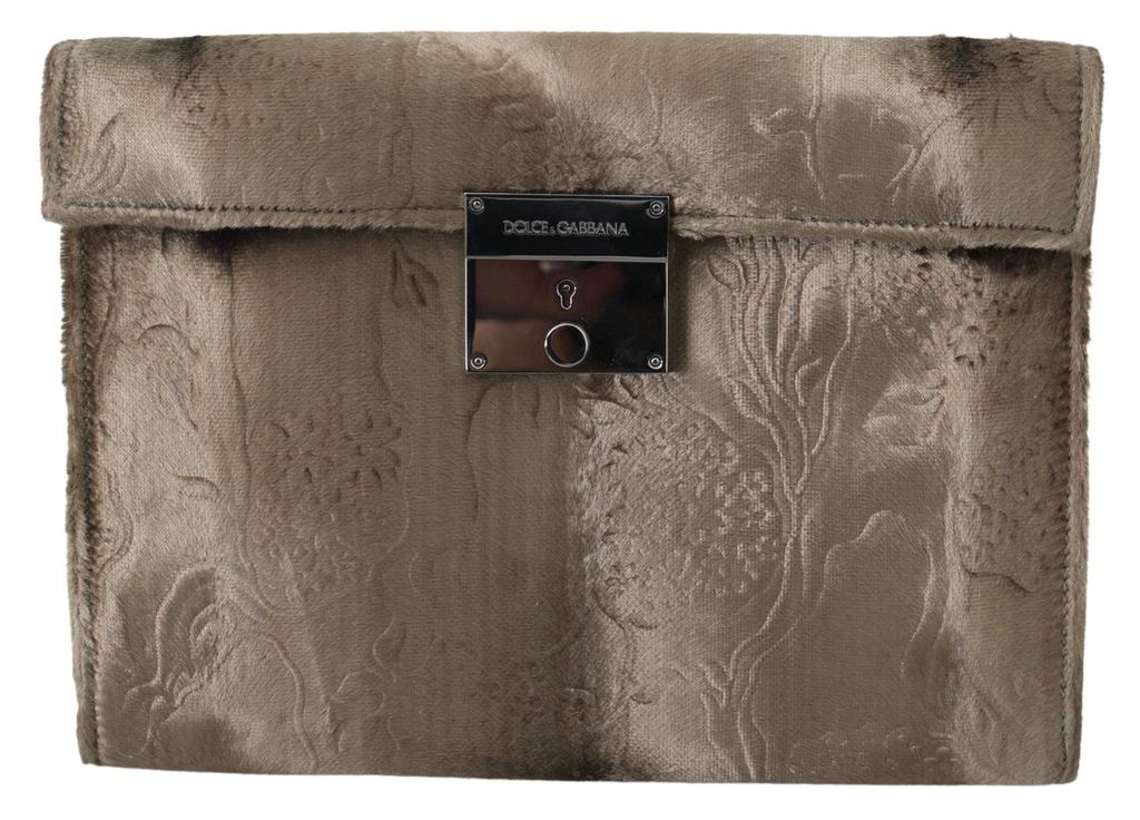 Dolce & Gabbana Dolce & Gabbana  Beige Velvet Floral Leather Men Document Briefcase