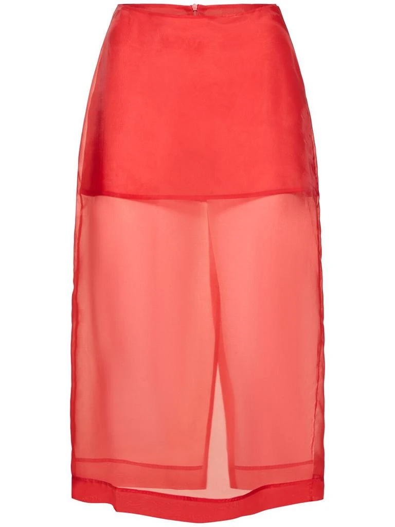The Frankie Shop Peri Sheer Silk Blend Midi Skirt 1