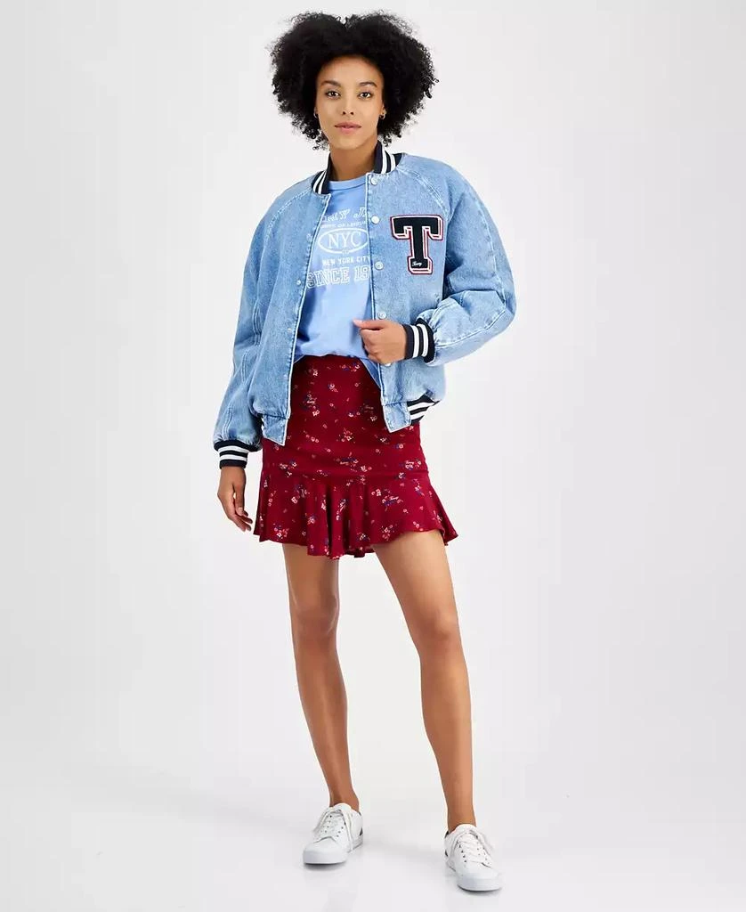 Tommy Jeans Women's Denim Snap-Front Cotton Letterman Jacket 3