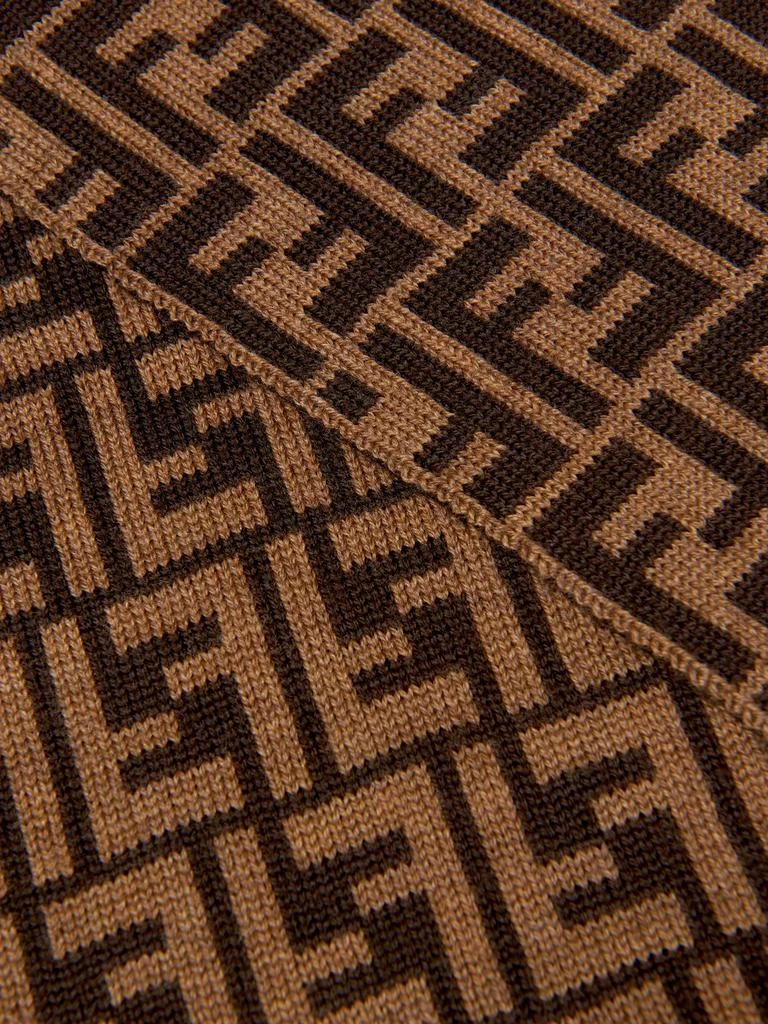 Fendi Fendi Kids Wool Logo Scarf in Brown 4
