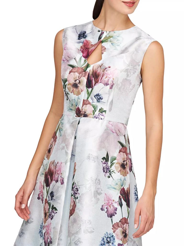 Kay Unger Rue Floral Metallic Organza A-Line Midi-Dress 6