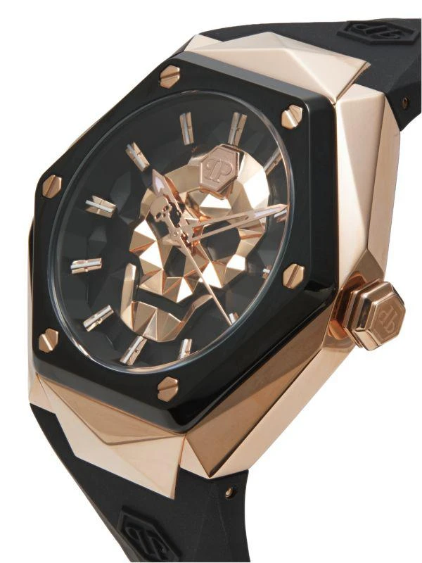 Philipp Plein The Skull Rose Goldtone Stainless Steel Case & Silicone Strap Watch/45MM 3