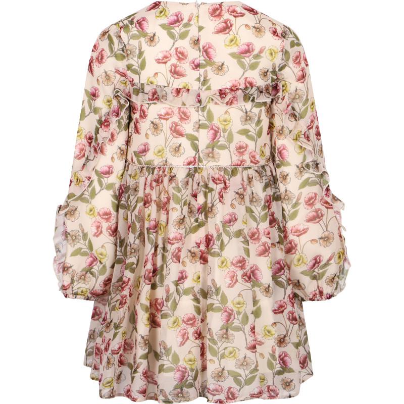 Abel & Lula Floral print ruffled dress in light pink