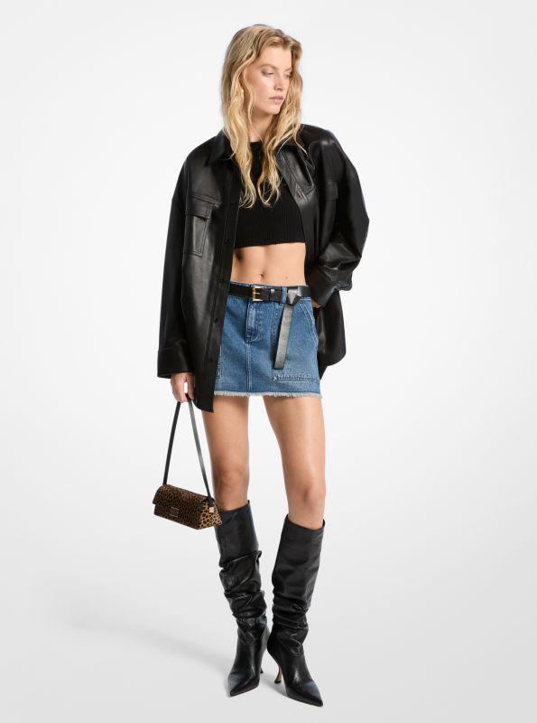 Michael Kors Frayed Denim Mini Skirt
