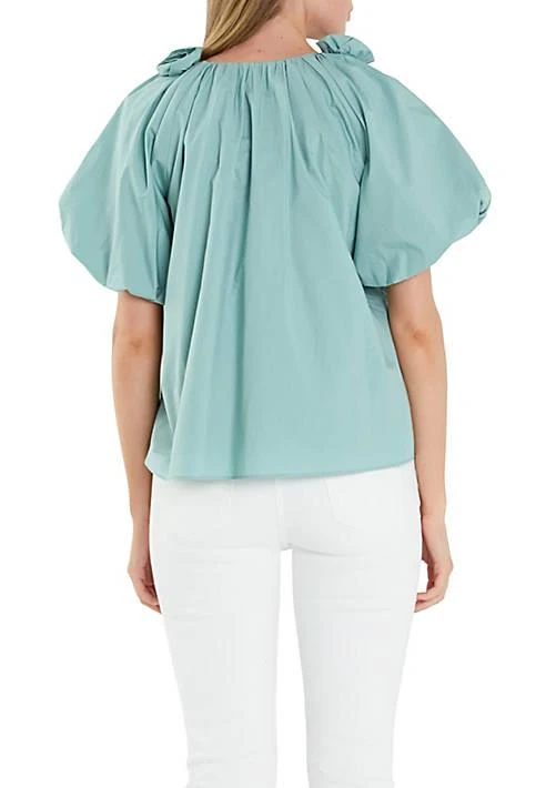 English Factory Flower Neckline Puff Sleeve Top 2